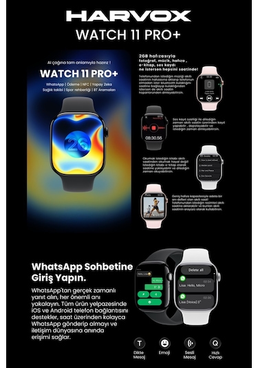 Harvox Watch 11 Pro+ Akıllı Saat Apple İphone Ve Android Tüm Telefonlara Uyumlu 46mm Gümüş Harvox Watch 11 Pro+ Akıllı Saat Apple İphone Ve Android Tüm Telefonlara Uyumlu 46mm Gümüş