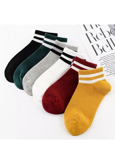 Bgk Unisex 6 Çift Koton Çizgili Patik Çorap Extra Rahat Çok Renkli