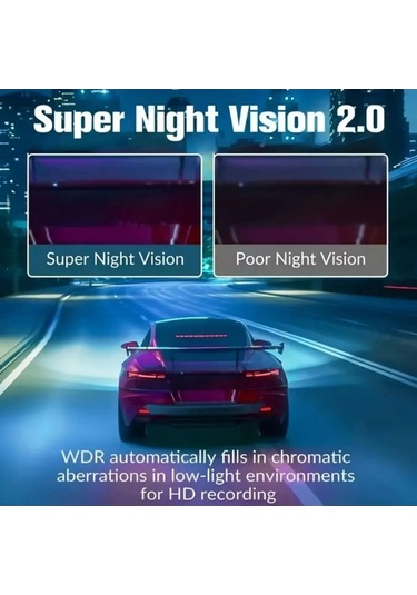 Fortunelane A98 Siyah 3 Kameralı Araç Dvr - 1080p Full Hd, Gece Görüş, Döngü Kayıtlı, Çarpışma Kilidi, 2 Ips Ekran Hafıza Kartı