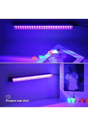 Fastbuy Güçlü Usb Uv Siyah Işık Şeridi T8 - 24 Led Floresan - Parlaklık Ayarlanabilir - Ahşap Aydınlatma Ahşap