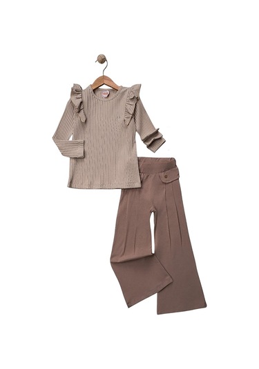 Celira Bej Taş Baskılı Kaşkorse Kız Çocuk Takım Bej