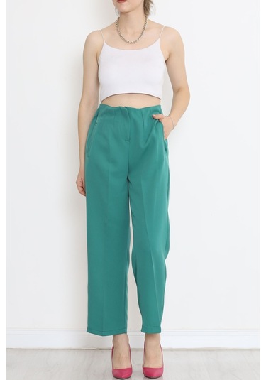 Mokashopin - Beli Pensli Pantolon Koyuyeşil - 20857.683. 001