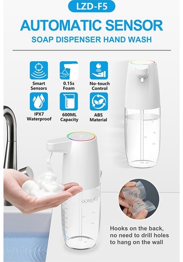 Anjiexun Magic Color Nefes Alan Işık Kızılötesi Sensörlü Sabunluk Beyaz