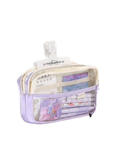 Şeffaf Kalem Çantası Öğrenci Kalem Kutusu Kalem Kutusu Erkek Ve Kız Oyuncakları Pa7o3r Açık Mor