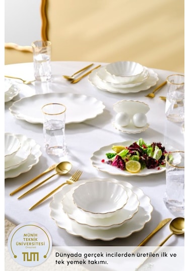 Karaca  Fine Pearl Extra Shell 58 Parça 12 Kişilik Yemek Takımı Gold