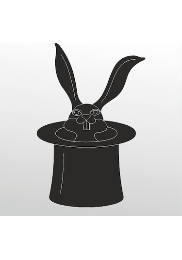 Folyo Sticker Tavşan Ve Şapka 20cm Uzunluk Siyah