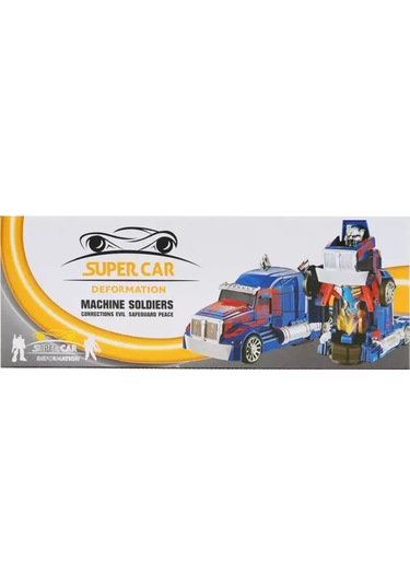 Kutulu Pilli Robot Olan Tır 20 Cm Dönüşebilen Işıklı Ve Sesli Oyuncak Lacivert