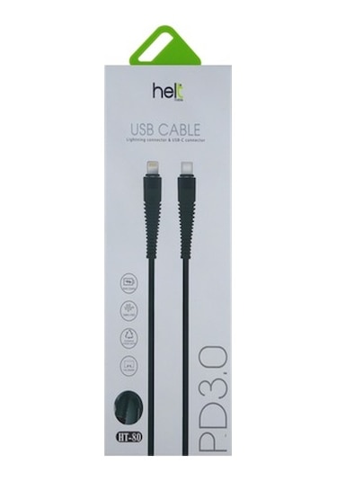 Helt HT-80 Ip Örgü Lightning Data Kablo 100 CM Siyah