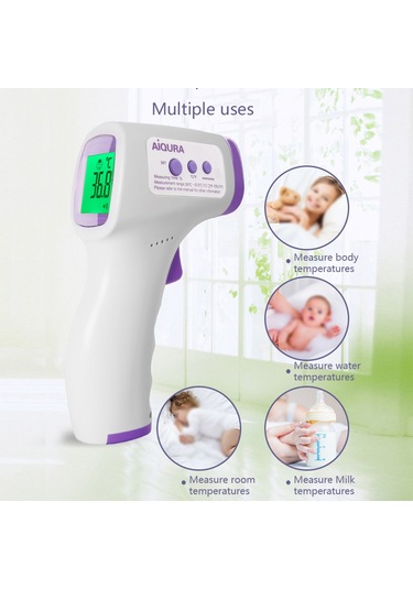 Ruicoo Infrared Isı Ölçer El Tipi Doku-sız Lcd Ekranlı 16 Veri Kaydı İle C/ F Değiştirilebilir Termometre Pil Yok, Logo'lu