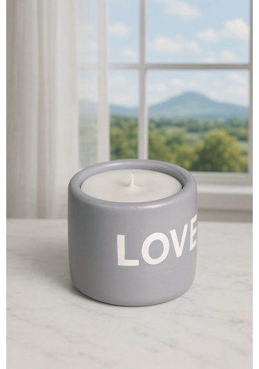 Dekoratif Kokulu Mum Love Gri Love