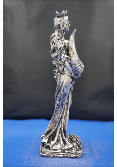 Fortuna Bereket Tanrıçası Heykeli - 28 Cm Mitolojik Biblo Hediyelik Eşya Ev Dekor Gümüş
