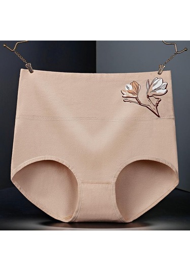 Kayısı Pamuk Baskılı Yüksek Bel Kadın İç Çamaşırı Doğum Sonrası Kadınlar İçin Nefes Alabilir Ve Minimalist Rahat Külot Kayısı