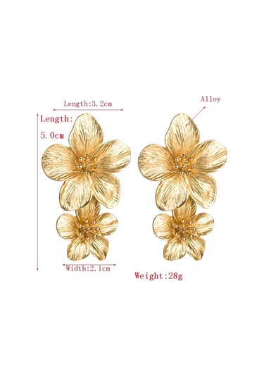 1 Çift Bayan Moda Geometrik Çiçek Küpe Pembe