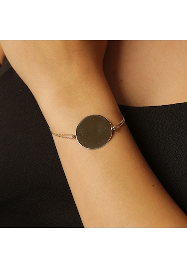 Gold Parlak Madalyon Bileklik Sarı Altın