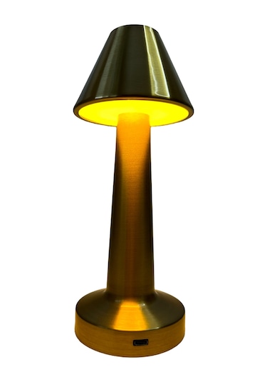 Dekoratif Şarjlı Dokunmatik Led Masa Lambası Şapka Model Gold