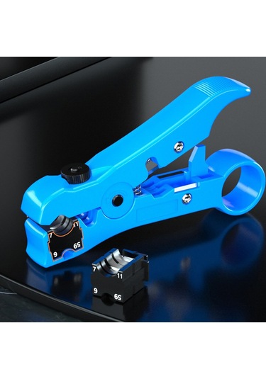 Tenfowee Mavi Çok Amaçlı Kablo Soyucu: Rg-59/rg-6/rg-7/rg-11 Koaksiyel, Dairesel, Düz Ve Çiftli Kablolar İçin Sk5 Çelik Bıçaklı El Aleti