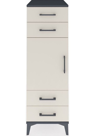 Kronos Dolap 2 Raflı 4 Çekmeceli Tek Kapaklı 44x59x134 Antrasit-aytaşı Antrasit