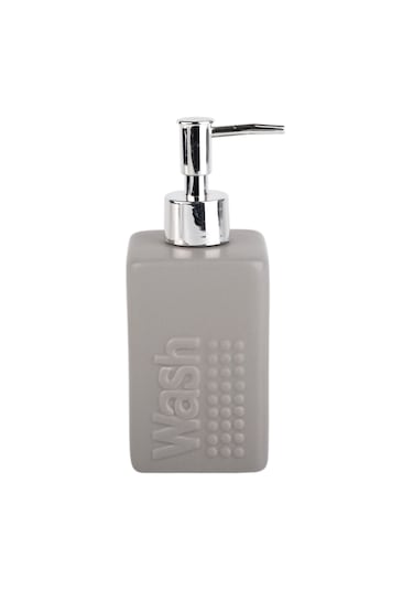 Seramik Sıvı Sabunluk Gri Modern 7x7x17cm 300ml Banyo Seti