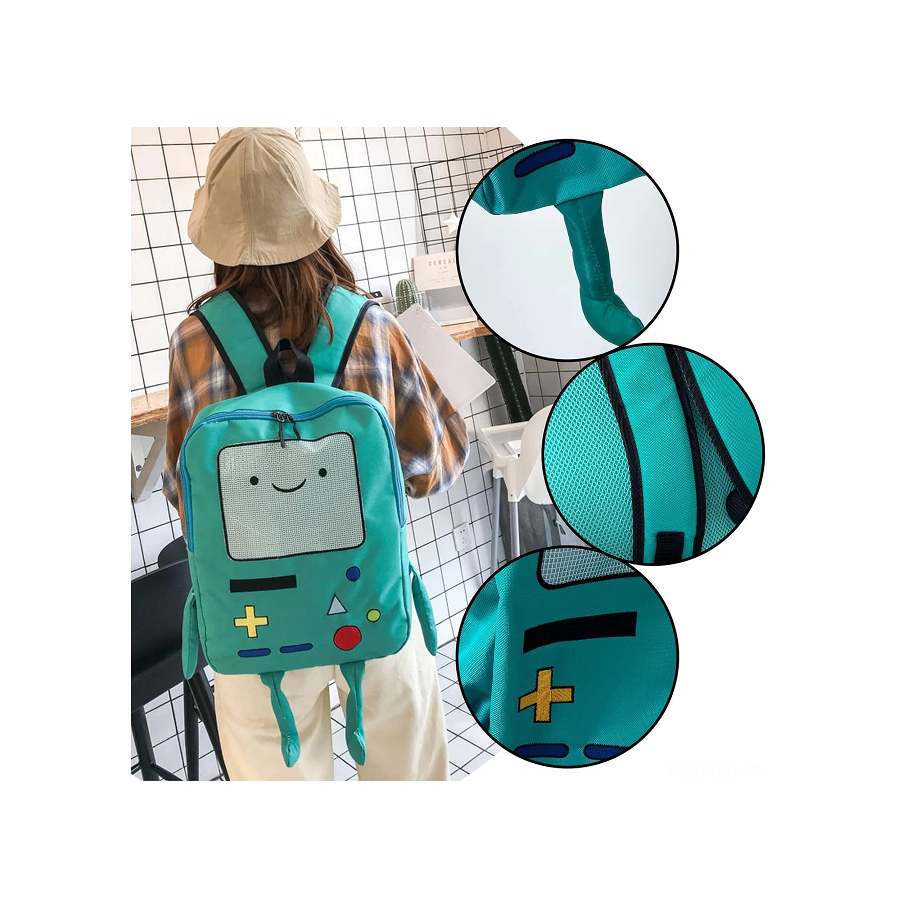 Yuntech01 Klasik Oyun Konsolu Desenli Kumaş Çift Omuz Çanta - Mavi, Tek/çift Omuz Dönüşümlü, Okul/seyahat İçin 29x11.5x39cm Çok Renkli