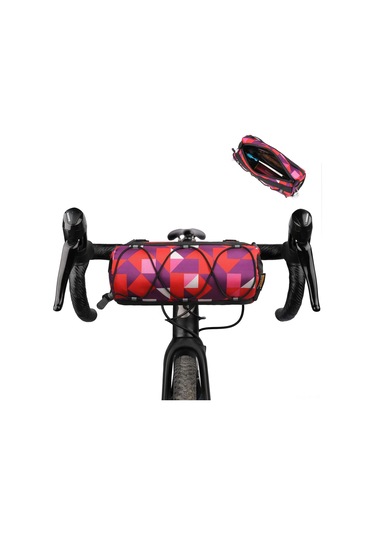 Yifomall Rhinowalk 2.4l Bisiklet Arabası Ön Çantası, 160g Hafif Poliester, 24.5 10cm, Ayarlanabilir Askı, Kamuflaj Kırmızı