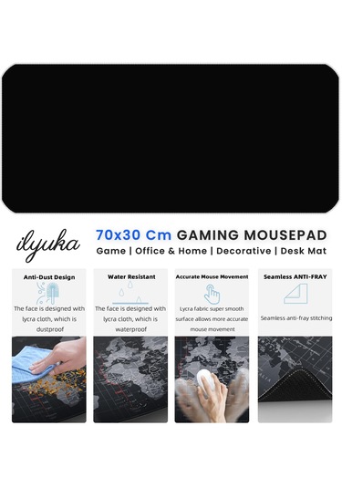70x30cm Logosuz Siyah İlyukamp337030 Büyük Boy Xl Gaming Mousepad