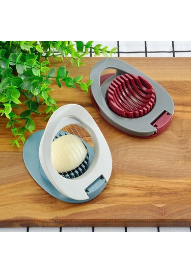 Mavi Çok Fonksiyonlu Yumurta Dilimleme Bölüm Kesici Bölücü Plastik Yumurta Ayırıcı Kesim Yumurta Cihazı Yaratıcı Yumurta Kesici Aletler Mutfak Gadget Mavi