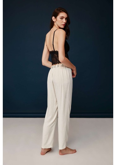 Bonnie&Clyde - Kadın Ekru Viskon 3 lü Pijama Takımı  30003 Ekru