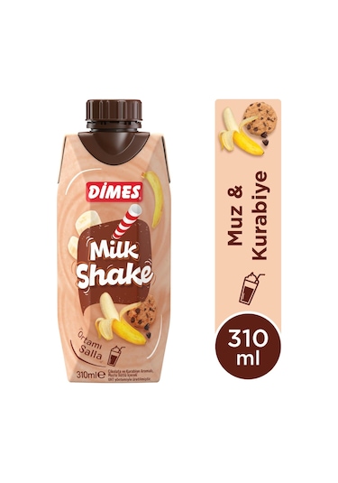 Dimes Milkshake Çikolata Ve Kurabiye Aromalı Muzlu 310 Ml X 12 Adet