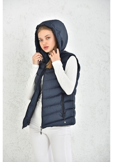 Wapp Unisex Lacivert Mikro Jel Dolgu Çıkarılabilen Fermuarlı Kapü Çok Renkli