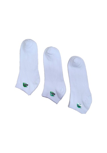Erkek 3'Lü Burun Dikişsiz Bambu Patik Çorap Beyaz