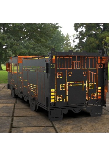 Portatif Barbekü İtfaiye Kamyonu Modelli Bahçeniz İçin Dekoratif Siyah