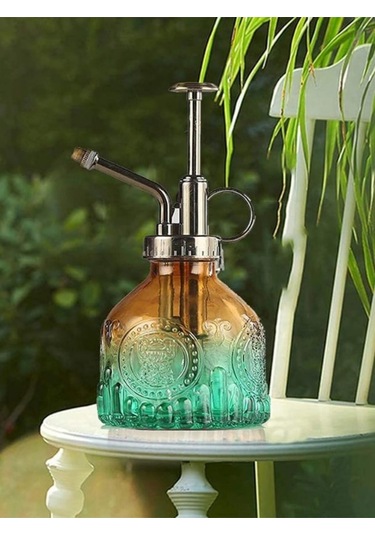 Şık Tasarımlı Ev Bahçe Saksı Çiçeklerine Özel Cam Bitki Sulama Fıskiyesi Kolonya Şişesi 200 Ml Yeşil Çok Renkli