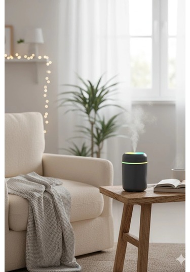 Siyah H2o Usb Renkli Mini Hava Nemlendirici Led Işıklı 350ml Taşınabilir Oda Ve Ofis Difüzörü