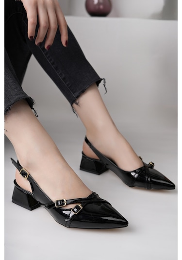 Luis A Costa 3 Tokalı Siyah 4 Cm Topuklu Ayakkabı Siyah