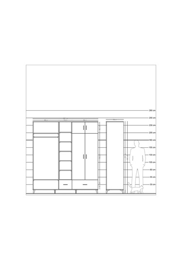 Kronos Dolap 12 Raflı 2 Çekmeceli 2 Askılı 220x59x243 Aytaşı-aytaşı/çam Aytası/atlas Çam