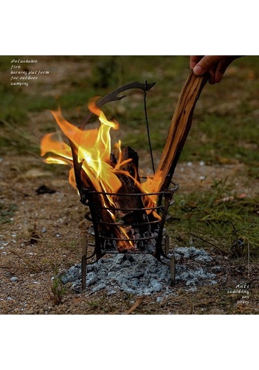 Pazly Kamp Ateşi İçin Katlanabilir Paslanmaz Çelik Şömine - Taşınabilir, 23,5x17,5x5,5 Cm, Gümüş Renk, Seyahat, Kamp, Bahçe Kullanımı