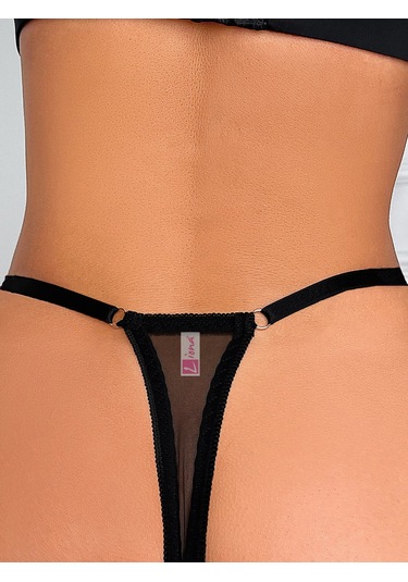 Liona Dantelli Kadın Siyah G-String Külot