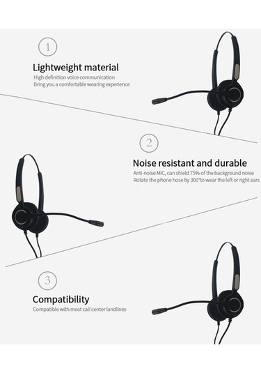 Primepickings İletişim Kulaklığı Hafif Çelik Çubuk, Gürültü Engelleyici, Dayanıklı, Usb Bağlantılı, Mv Ayarlanabilir, 360 Ayarlana