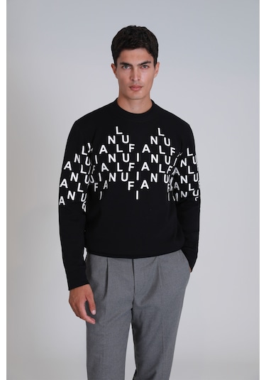 Lufian 112030159 Baskılı Erkek Sweatshirt Siyah