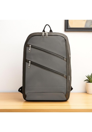Laptop Gözlü Ve Körüklü İnce Tasarım Sırt Çantası Baggaj S24129 Gri