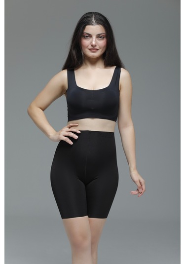 Porfy Dikişsiz Hayalet Sıkılaştırıcı Şekillendirici Iz Yapmaz Lazer Paçalı Korse Siyah Renk SiYAH