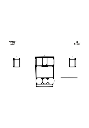 Hyundai Getz Konsol-torpido Kaplama 2005-2010 4 Parça-piano Black Piano Black