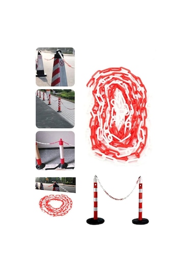 Mfk 8 Mm Plastik Zincir 1 Metre Kırmızı Beyaz Renk
