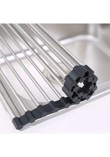 Fabrika Doğrudan Katlanır Paslanmaz Çelik Drenaj Rafı Kase Rafı Lavabo Mutfak Rafı Sebze Ve Meyve Suyu Kontrol Rafı 20 Tüp Küçük Gri Renkli