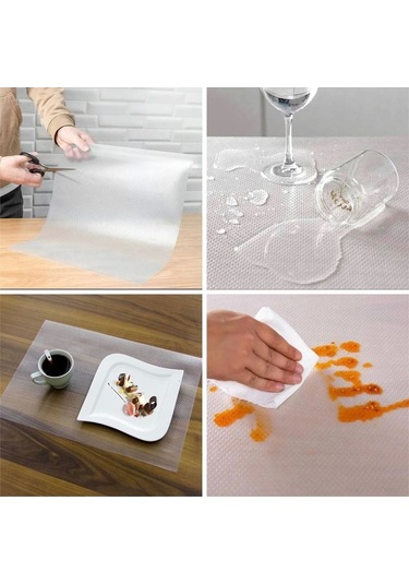 45 Cm X 1 Metre Kaymaz Dolap Içi Çekmece Raf Örtüsü Kaydırmaz Raf Örtüsü Beyaz