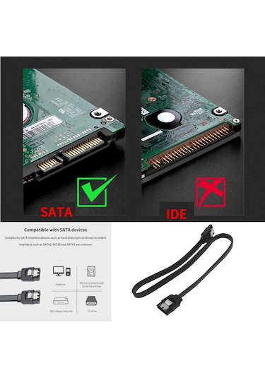 Sata 3.0 Data Kablosu 40 Cm 6gb/s Hdd Ve 2.5" Sata Ssd Bağlantı Kablosu 1 Adet