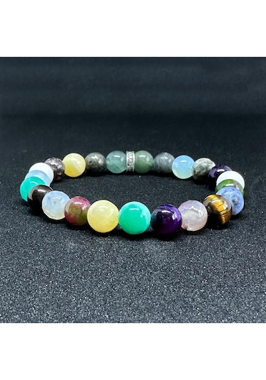 Yengeç Burcu Bilekliği 8mm Doğaltaş Bileklik - 16 Cm Çok Renkli