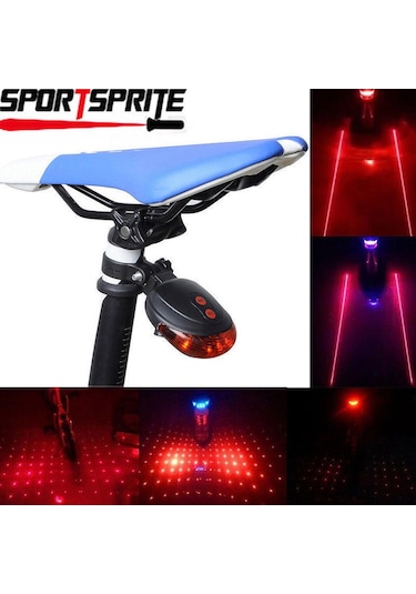 Bisiklet Led Stop Lambası Lazer Şeritli Siyah-Kırmızı Siyah - Kırmızı