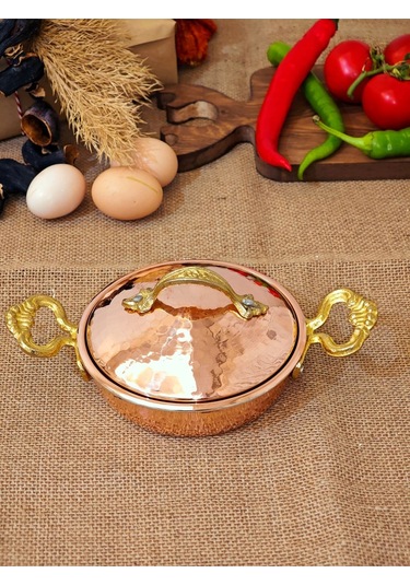 Modabakır Bakır Tava Kapaklı 14 Cm Model:55698s Bakır
