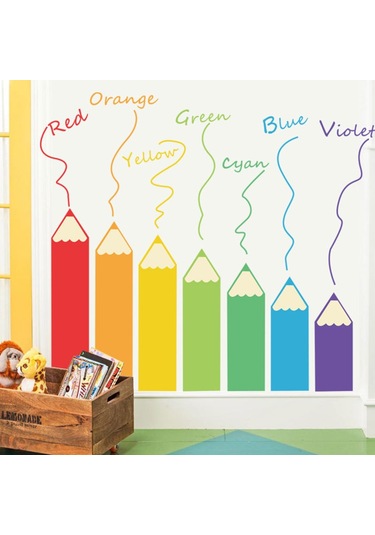 Yaozixia Kendin Yap Duvar Çıkartmaları Renkli Kalemler Şekilli Tema Erkek Çocuk Odası Duvar Çıkartmaları Çıkarılabilir Vinil Duvar Sanatı Dekoru Ev Anaokulu Kreş Dekorasyonları Çok Renkli